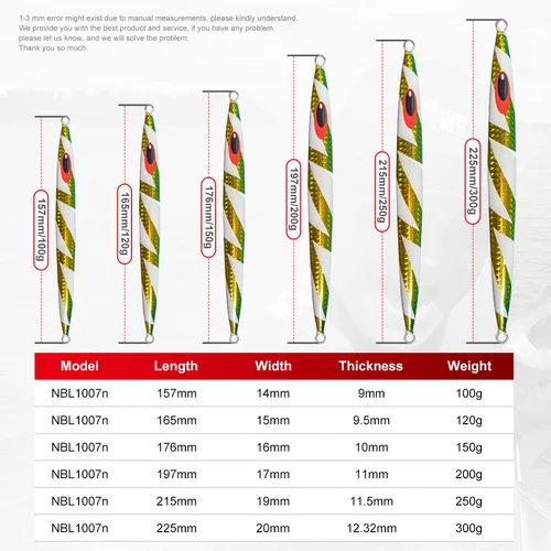 Imagen 2 del producto NOEBY-señuelo de pesca de Metal Artificial, anzuelo Vertical de hundimiento rápido, 100, 120, 150, 200, 250g, 300g, para agua salada
