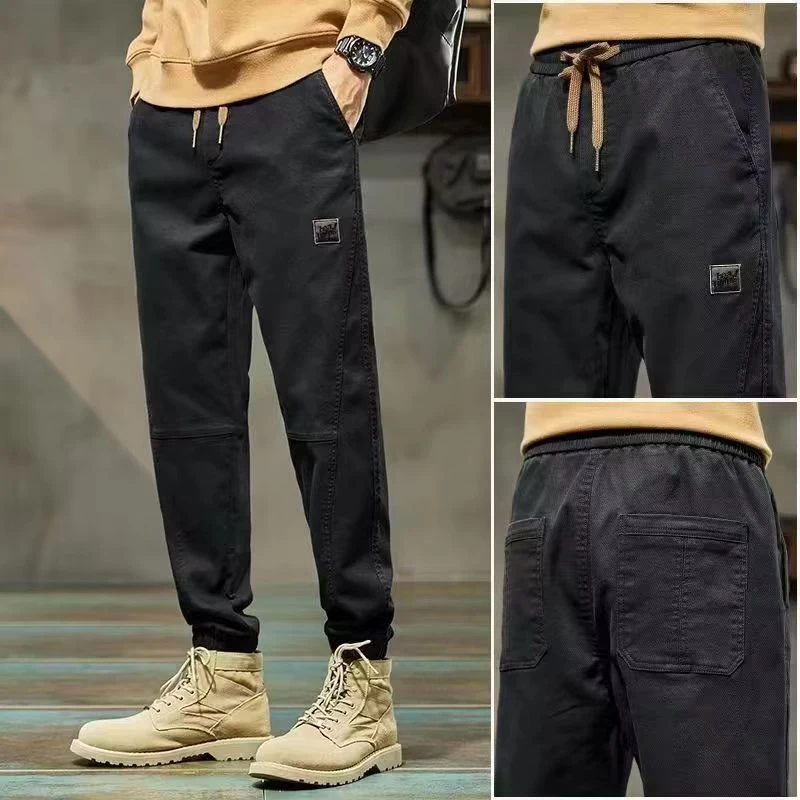 

Мужские брюки карго свободного кроя на весну-осень, модные, универсальные, повседневные, прямые, ветрозащитные, зауженные к низу