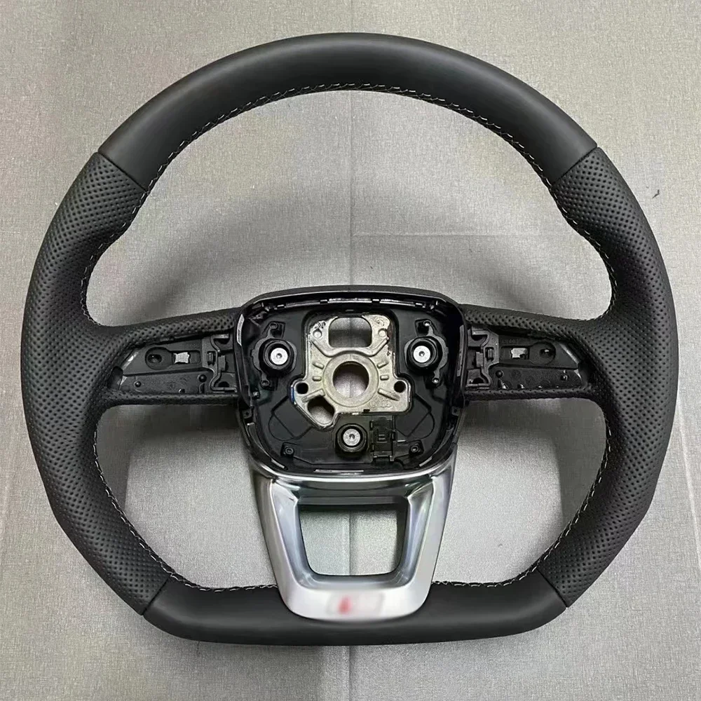 Leather flat-bottom steering wheel sports For Audi Q7 Q8 SQ7 SQ8  2017-2022 full perforated semi perforated steering wheel