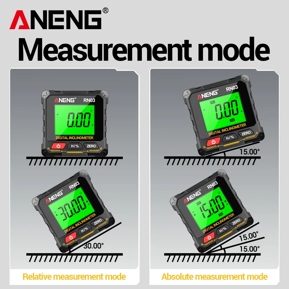 

Digital Angle Level Laser Instrument 360°Screen Automatic Flip Four-sided Strong Magnetic Inclinometer Universal Tool ANENG RN03