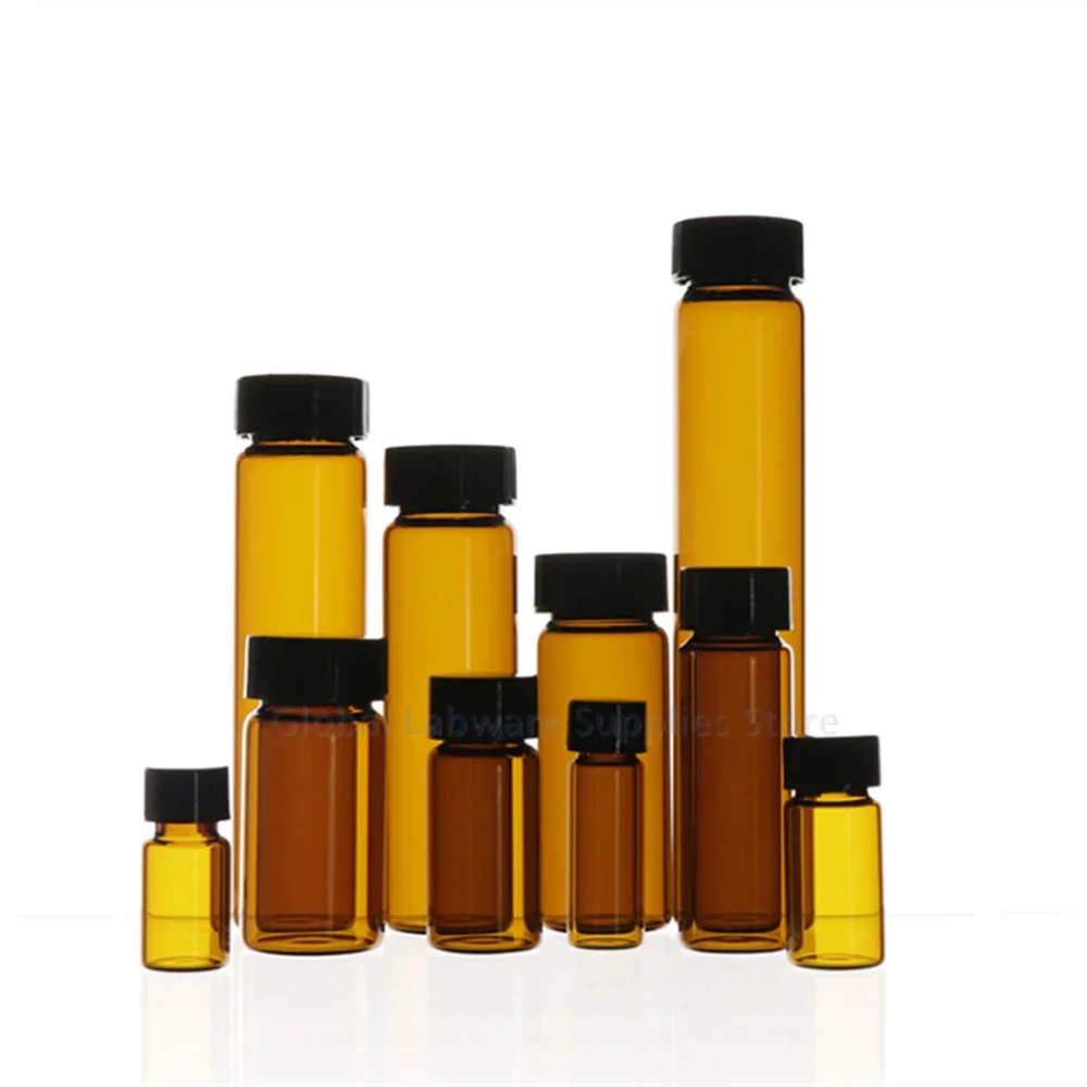 2ml To 60ml Amber Lab Glass Sample Bottles Brown Screw-mouth Essential Oil Bottle Lab Vial Chemistry Glassware