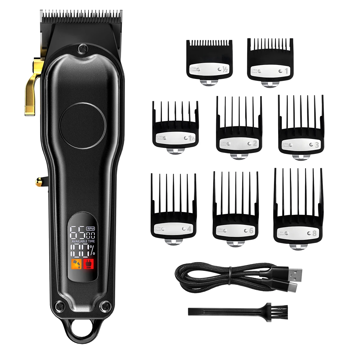 

KIKIDO Metal Hair Clipper Professional Barber Trimmer with LCD Display Electric Hair Cutting Machine Men's Cordless Cutter Razor