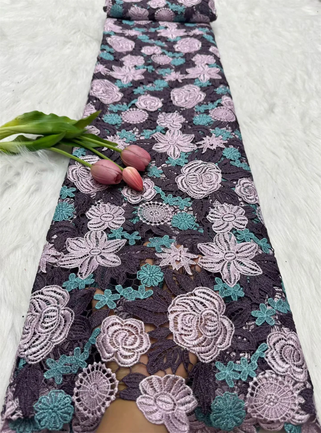 Top End Small Floral Cotton Guipure Lace Soft Cord Lace Skin Friendly African Embroidery Ceremony Cupion Fabric for Celebrants