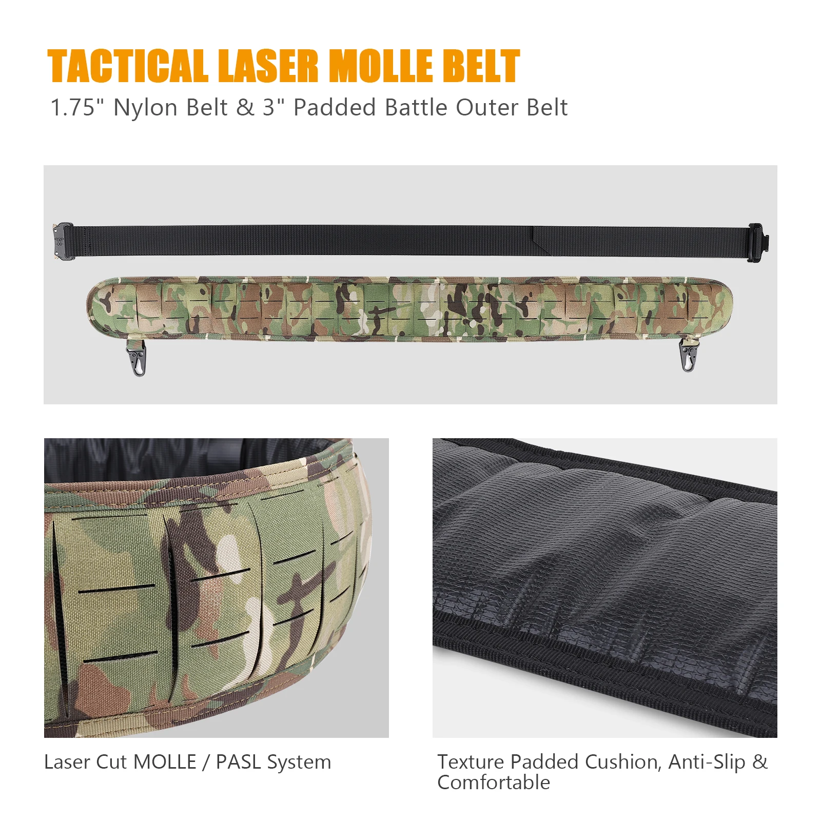 KRYDEX cintura imbottita tattica a sgancio rapido Airsoft CS Combat Molle Belts Duty Paintball cintura in vita gioco di guerra accessori per la