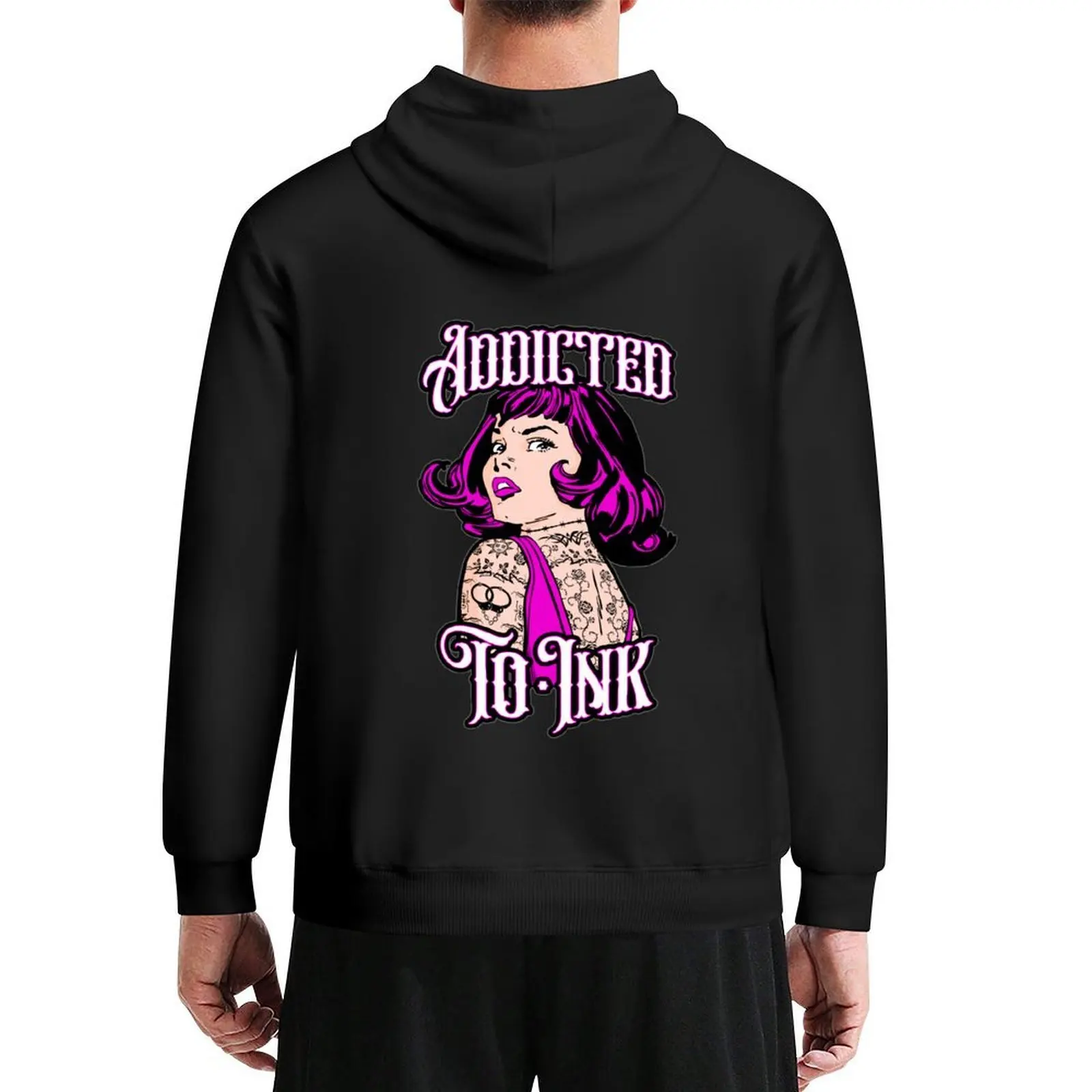 

Addicted To Ink Tattooed Girl Retro Vintage Tattoo Pop Art Hoodie japanese style autumn fashion men men wear tracksuit men