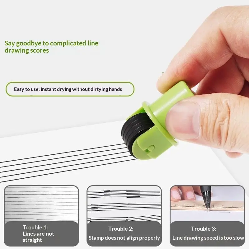 5 Line Music Staff Rolling Ink Stamp Crisp Clear Line Pattern Reusable Tool for Music Score Making Learning Teaching