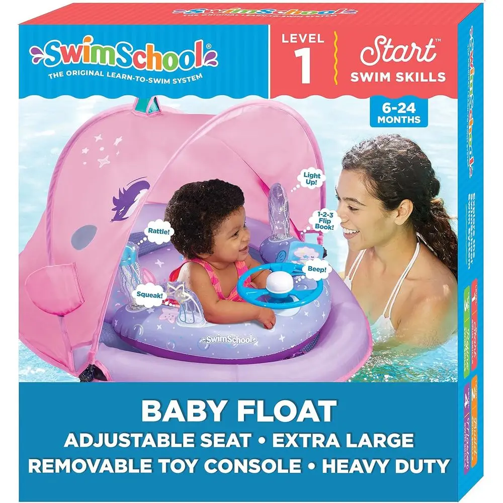 

Inflatable Baby Pool Floats, Free Swimming, Ultra Buoyant - 6-24 Months, Various Colors/Designs, Adjustable Canopies & Seats, Fu