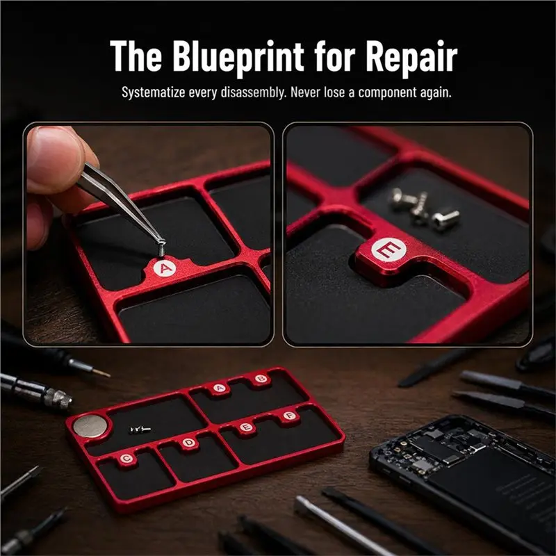 【Big Deal】TS7 Magnetic Screw Organizer For Electronics For Phone/Laptop/Repair& DIY Ultra Thin Aluminum Alloy Tray
