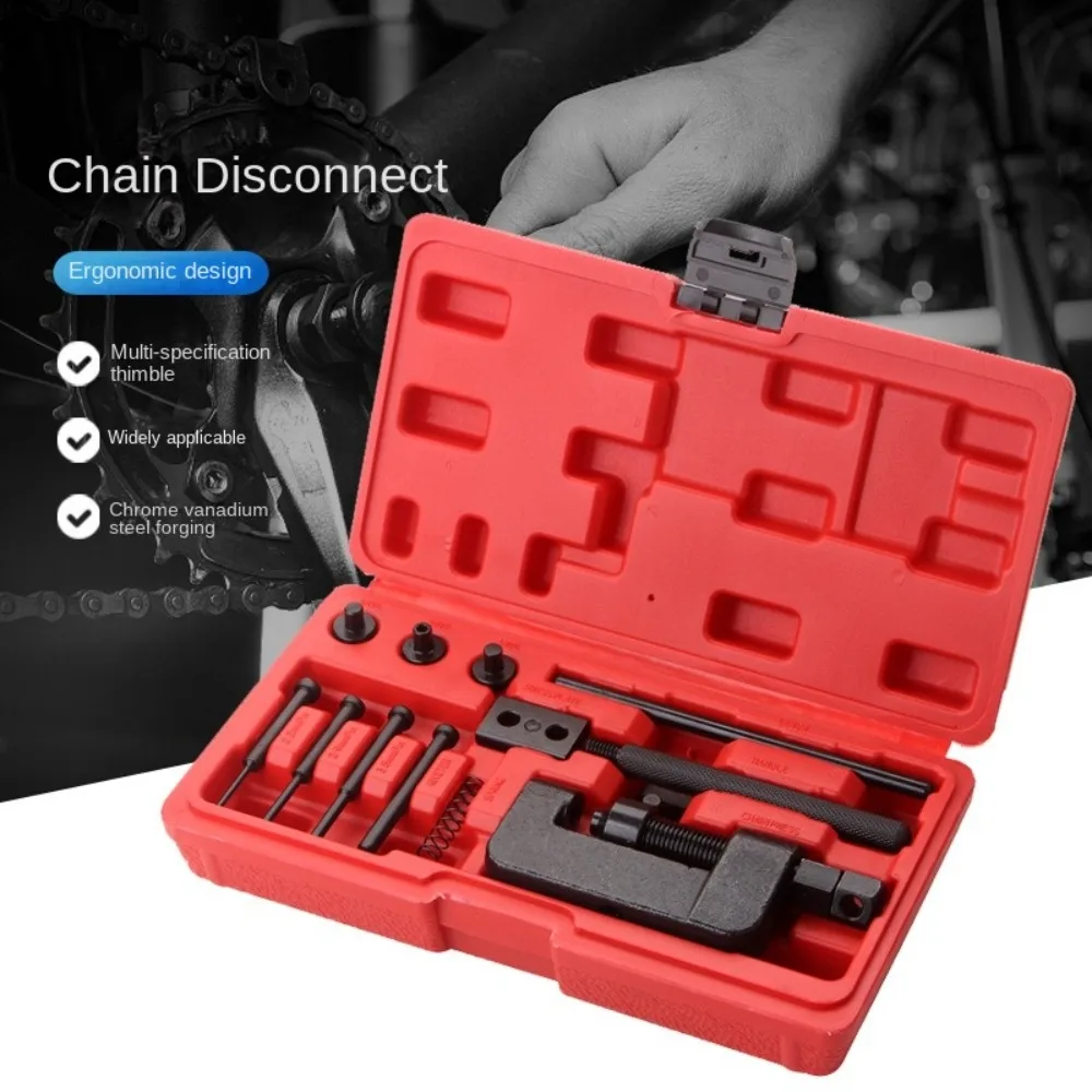 

Heavy Duty Motorcycle Chain Breaker Riveting Kit Red Case Chain Breaker Splitter Link Riveter Set Cam Drive Motorcycle Bike