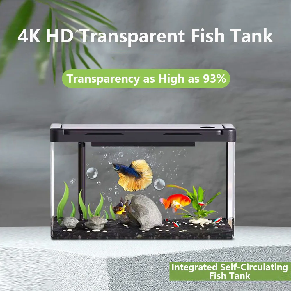 4K HD Multifunctional Fish Tank Transparent Ecological Aquarium Loop Filter Oxygenate Landscape Decoration Fish Tank Pet Box