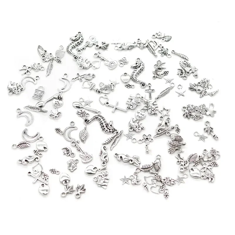 100Pcs Vintage Mixed Metal Animal Charms Beads Handmade DIY Bracelet Pendant Neacklace Clips Jewelry Accessories DIY Art Charms