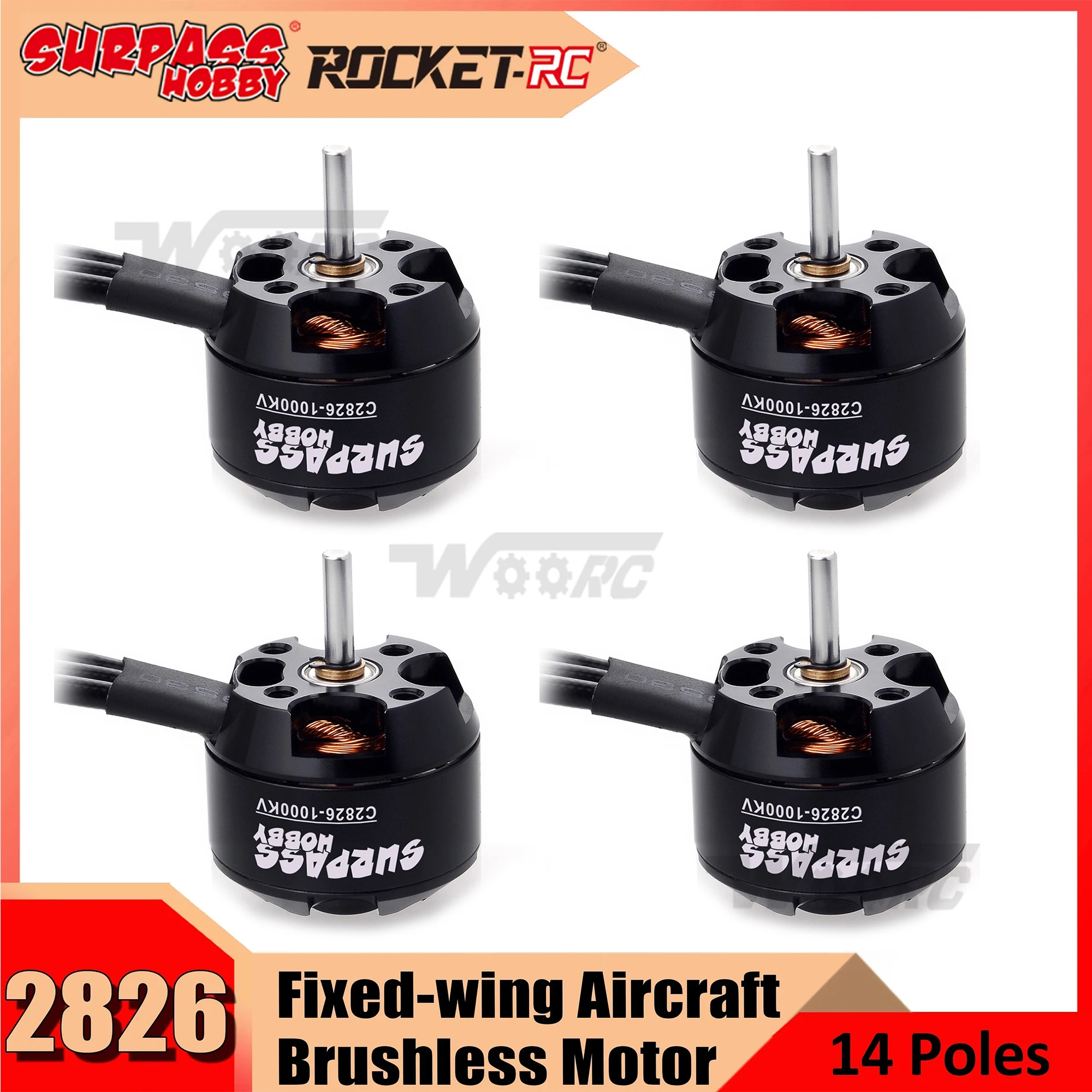 

1/4PCS Surpass Hobby 2826 1000KV 1350KV 1900KV 14 Poles Brushless Motor for RC 100g-350g Drone Fixed-wing Glider Airplane