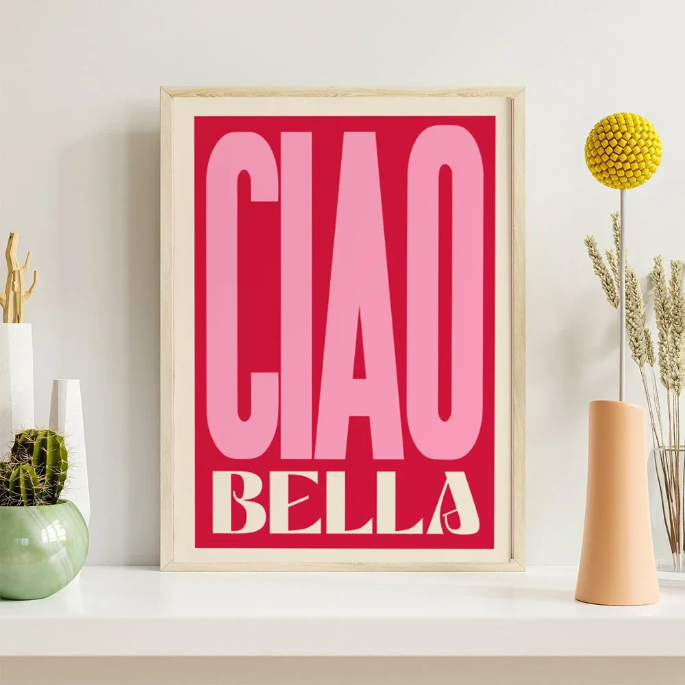 Póster en lienzo con letras de música de rock indie, decoración del hogar, regalo para amantes de la música, Hello Beautiful Ciao Bella