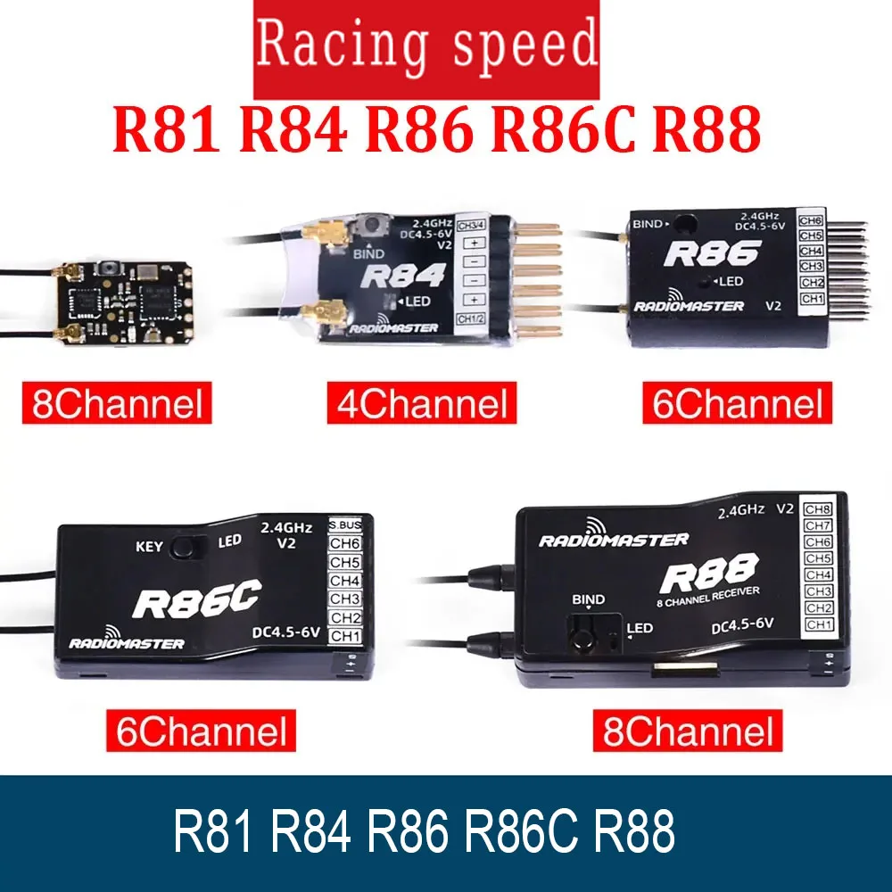

Radiomaster R81 R84 R86 R86C R88 V2 Receiver Receptor 4CH 6CH 8CH 16CH Receiver for FRSKY D8 D16 TX16S SE RC FPV Drones Parts