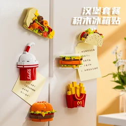 Building Block Magnetic Refrigerator Sticker Cute 3D Burger Set Building Block Magnet household gift