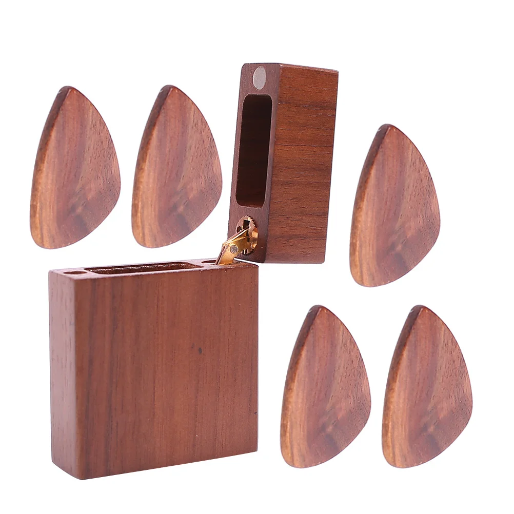 

Pick Storage Box Guitar Picks Pickholder Wooden Base Plectrum Organizer Display