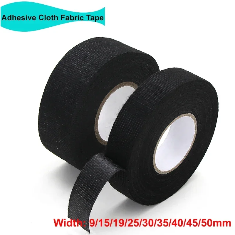 

15m/roll Adhesive Cloth Fabric Tape Heat-resistant Width 9-50mm Automotive Cable Tape Harness Wiring Loom Electrical Heat Tapes