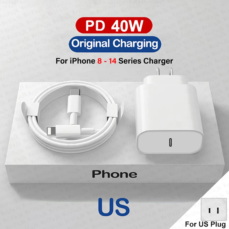 Voor APPLE Originele PD-40W Type C Snelle oplader voor iPhone 17 16 15 13 12 Pro Samsung Xiaomi Snel opladen USB-C Bliksemkabel