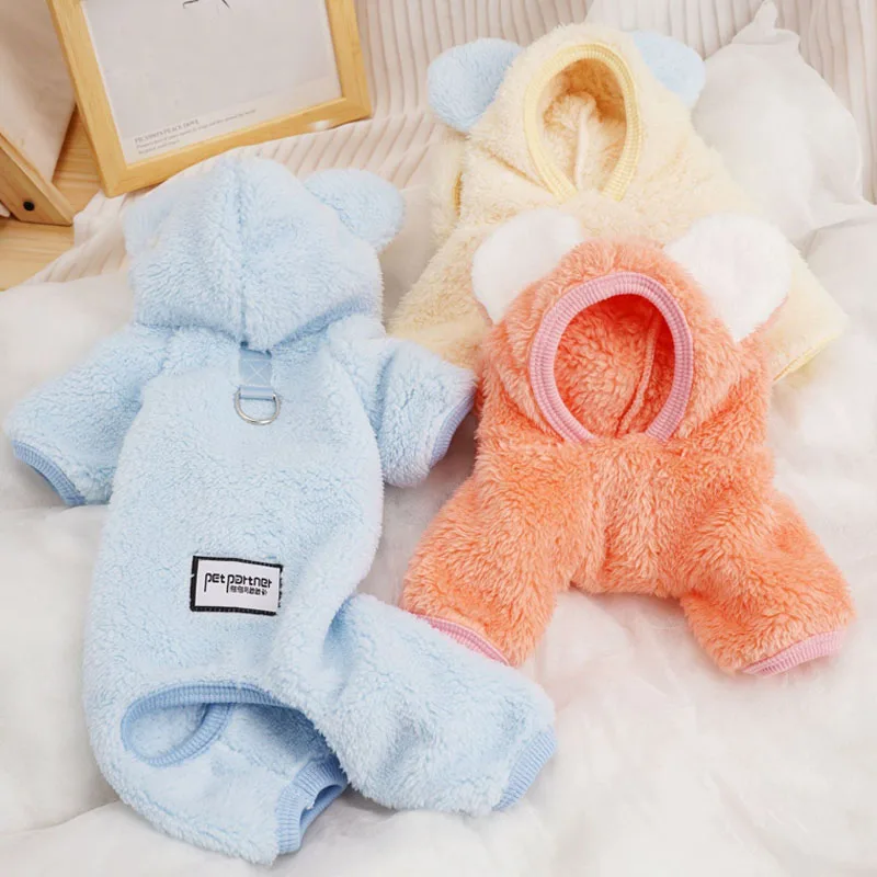 

Warm Dog Clothes Winter Hooded Costumes Fleece Bodysuit Overalls For Small Dogs Shih Tzu Chiwawa Bodysuit Puppy Pajamas Jumpsuit