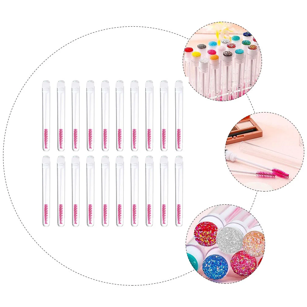 20 Pcs Eyelash Extension Brush Mascara Wands with Tubes Diamond Artificial Fiber Bottles