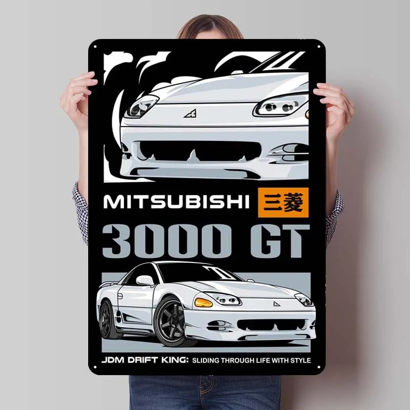 Mitsubishi 3000 GT JDM Classic Car Metal Poster Vintage Room Decor Men Metal Tin Signs for Wall Art Decoration Retro Interior