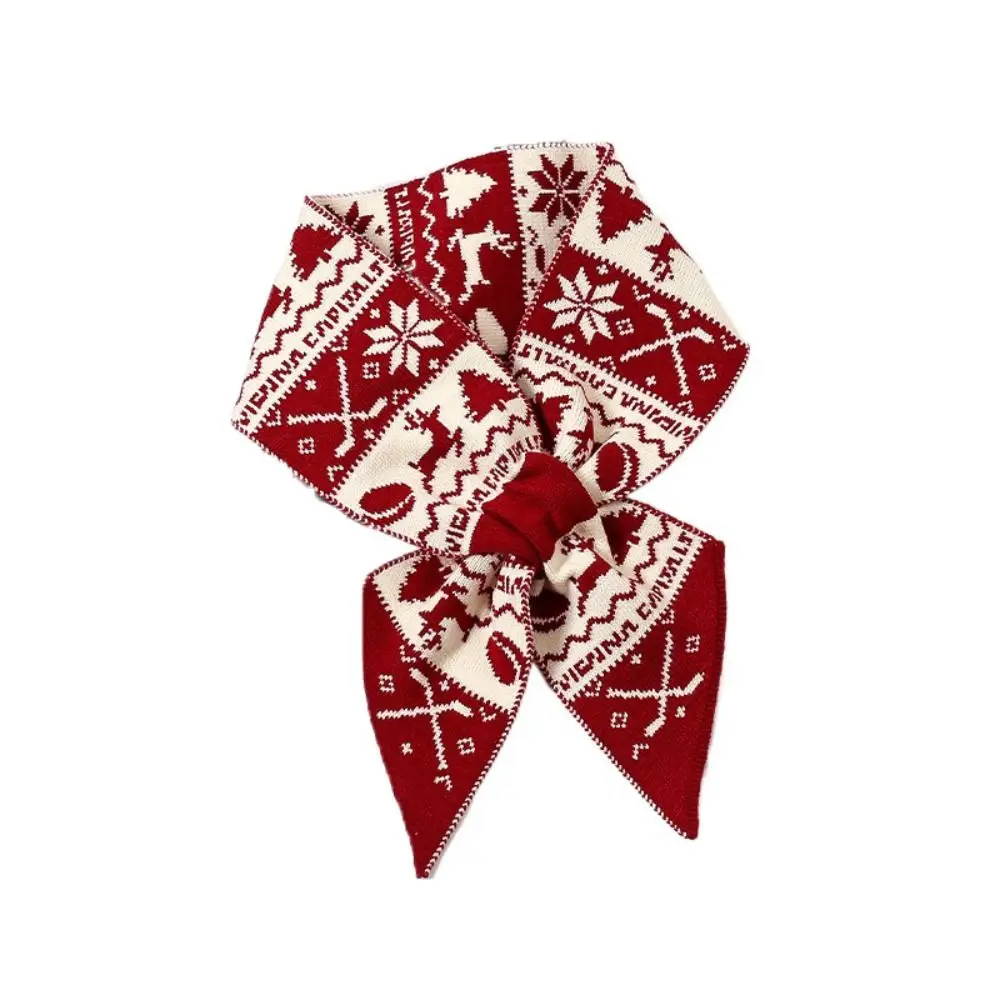 Simple Deer Winter Knitted Scarves Jacquard Bow Tie Women Scarf Keep Warm Korean Style Woolen Neckerchiefs Female