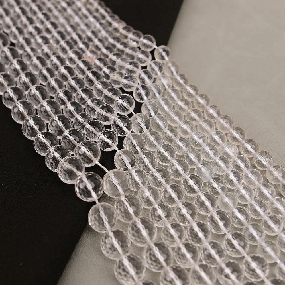 APDGG 6-14mm A+ Natural Clear Quartz Crystal Faceted Round Loose Beads 15.5'' DIY Jewelry