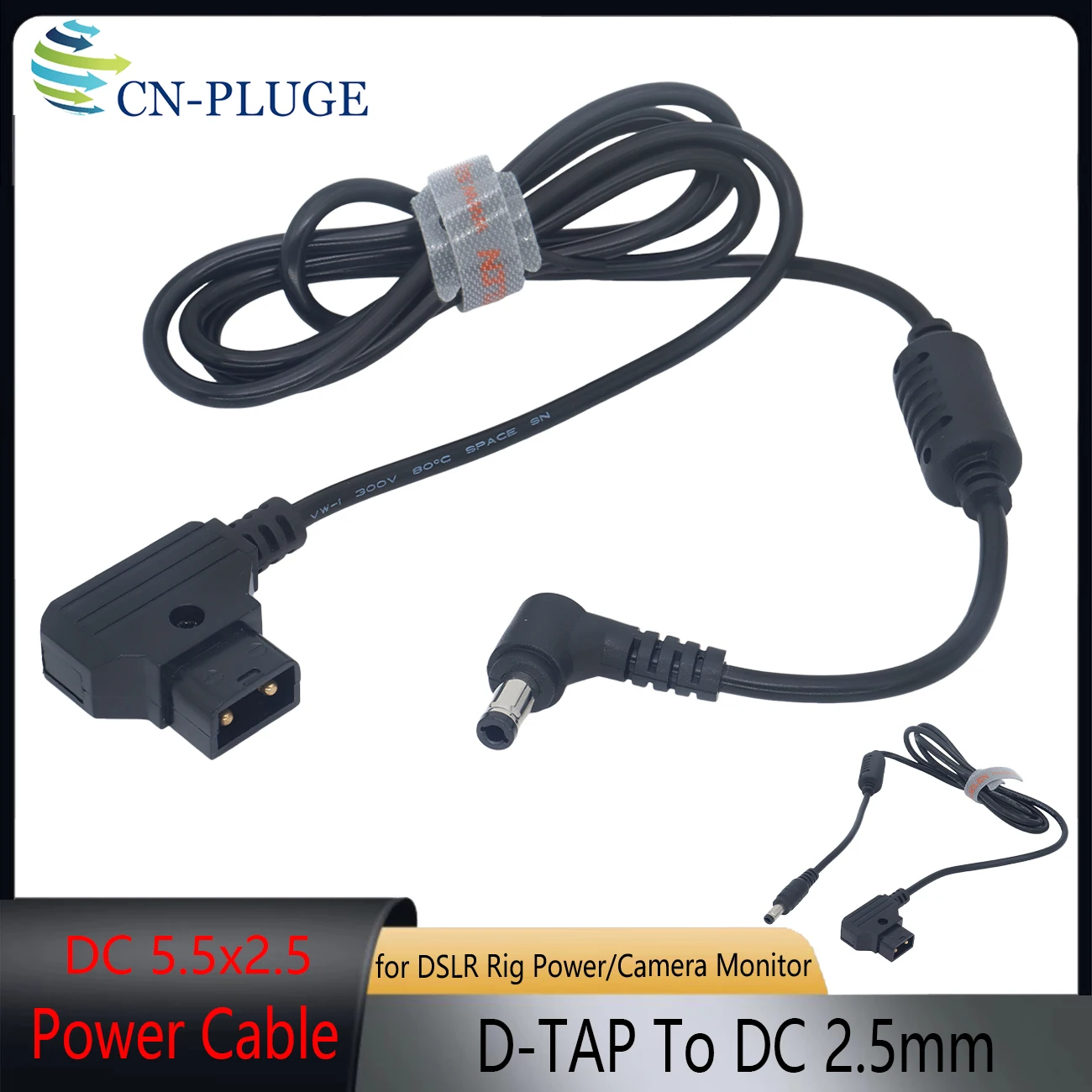 D-TAP to DC 5.5x2.5mm Power Cord V-Mount Battery Cable, for BMPCC Cameras Atomos Ninja V-type display LED Video Light