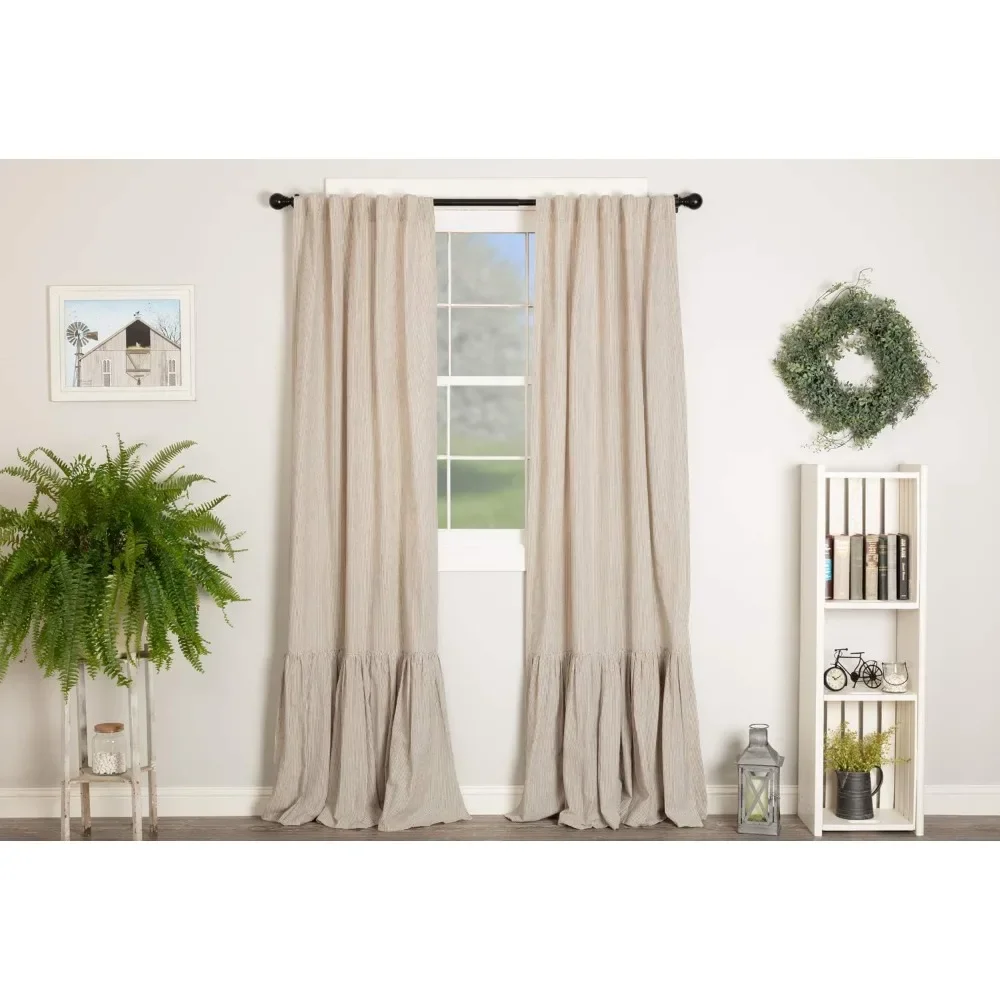 Pink Room Decor Black & Cream Mini Mini Stripe Home Interior Curtains Ready Cheap 84“Long Chiffon Curtain Models Set of Two Door