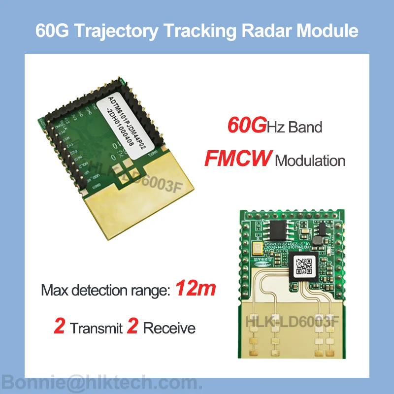 Outdoor Personnel Trajectory Tracking Radar Module 60GHz Position Detection with UART Serial Port LD6003F Millimeter Wave