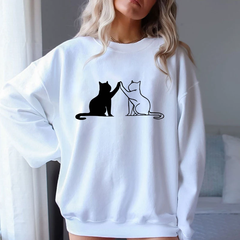 (A+Quality)new Cat Sweatshirts Round Neck Long Sleeve Loose Autumn Winter Couple Sweatshirt Clothing Women Men Pullovers