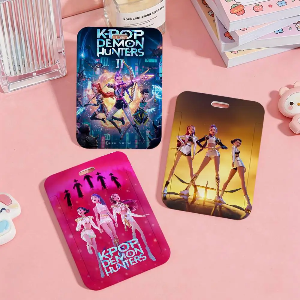 Étui de protection pour cartes d'accès scolaires, de transport en commun et de repas, motif K-pop cool D-demon H-hunters, facile à insérer, cadeau