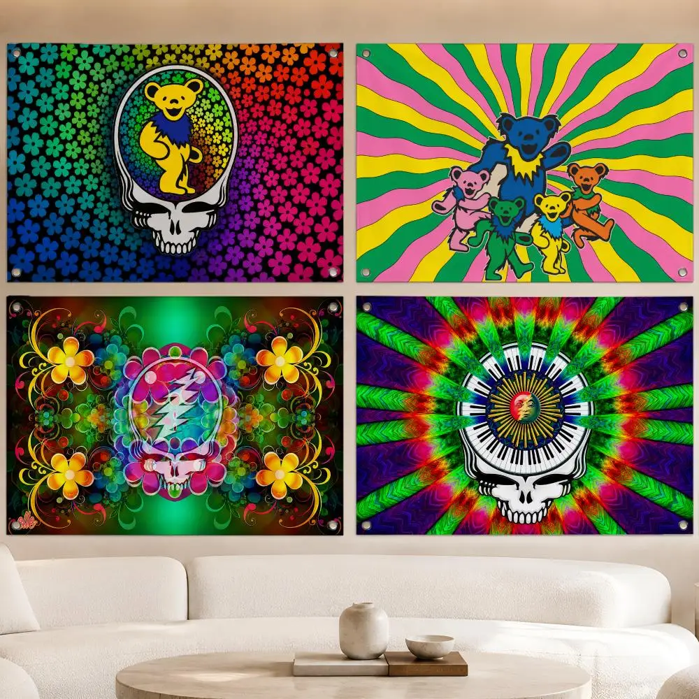 Rock Band G-Grateful Dead Flags Fan Banner Tapestry Wall Hanging Garage BarDorm Camp Party Outdoor Home Decor Gift