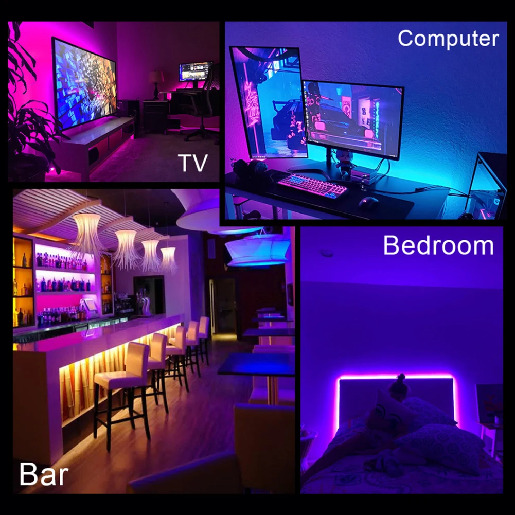 5/3/2/1M LED Light Strip Set RGB 5050 BT Remote Control LED Light Flexible Lamp Tape Home Room TV Compute Background Light Decor