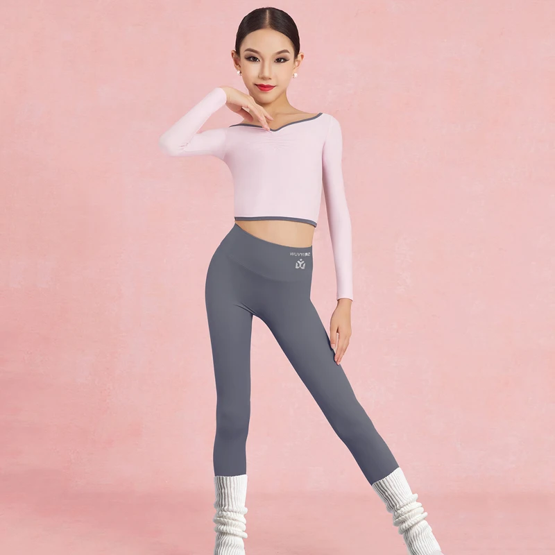 

2026 New Latin Dance Practice Clothes For Girls Long Sleeved Latin Pants Outfits Chacha Rumba Tango Dress Latin Wear DQS21853