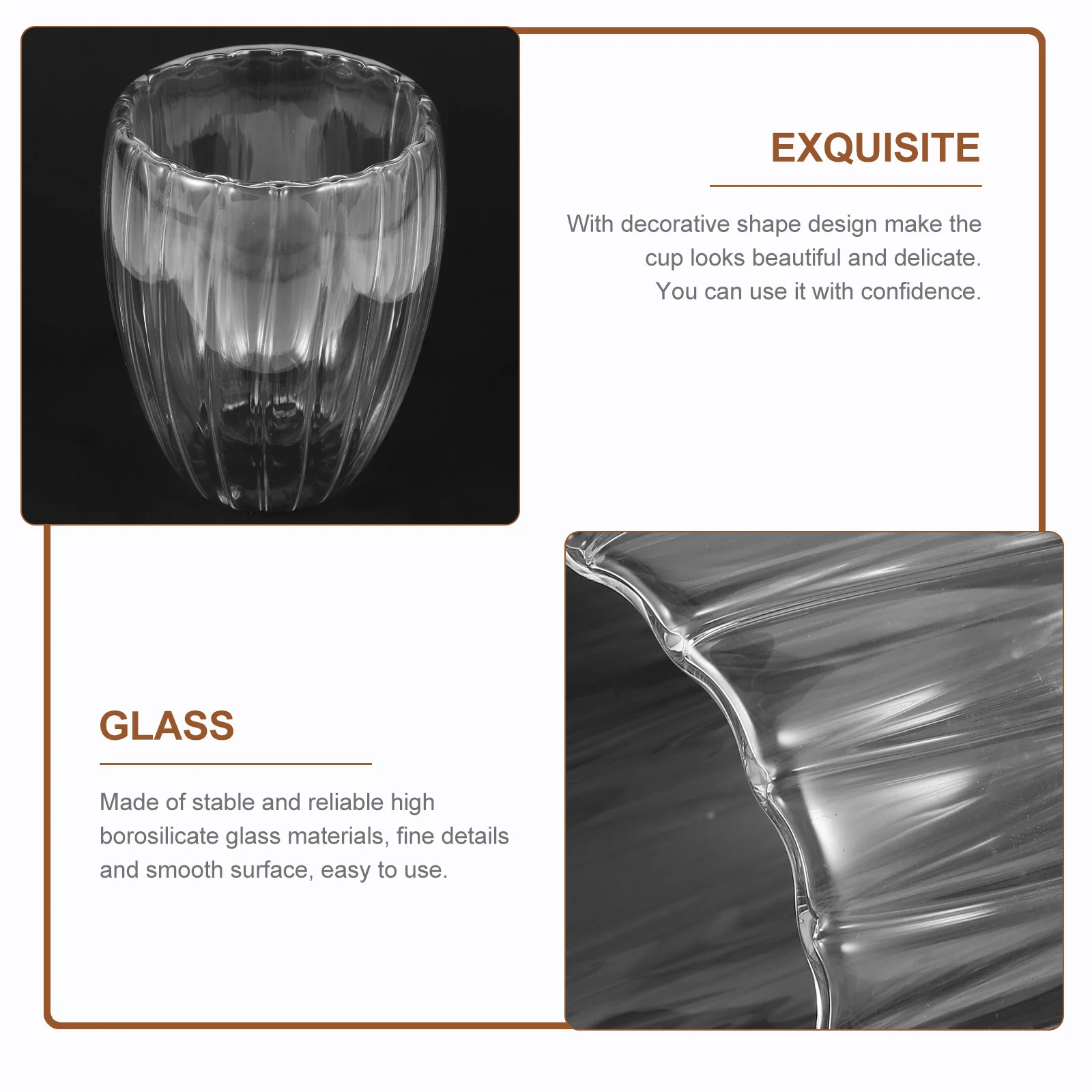 

Double Wall Glass Mug Clear Borosilicate Coffee Cup Design for Office Home Iced Tea Milk Beverage Double Wall Glass Mug