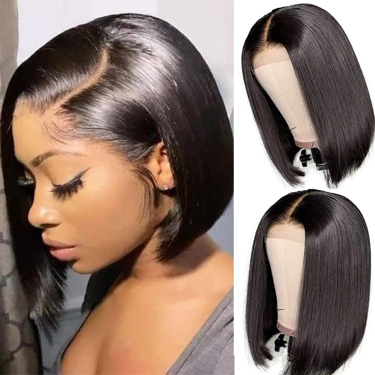 

12Inch Bob Wig Human Hair 13x4 Straight Lace Front Wigs Human Hair Ready To Wear Short Straight Bob Lace Wigs For Black Women