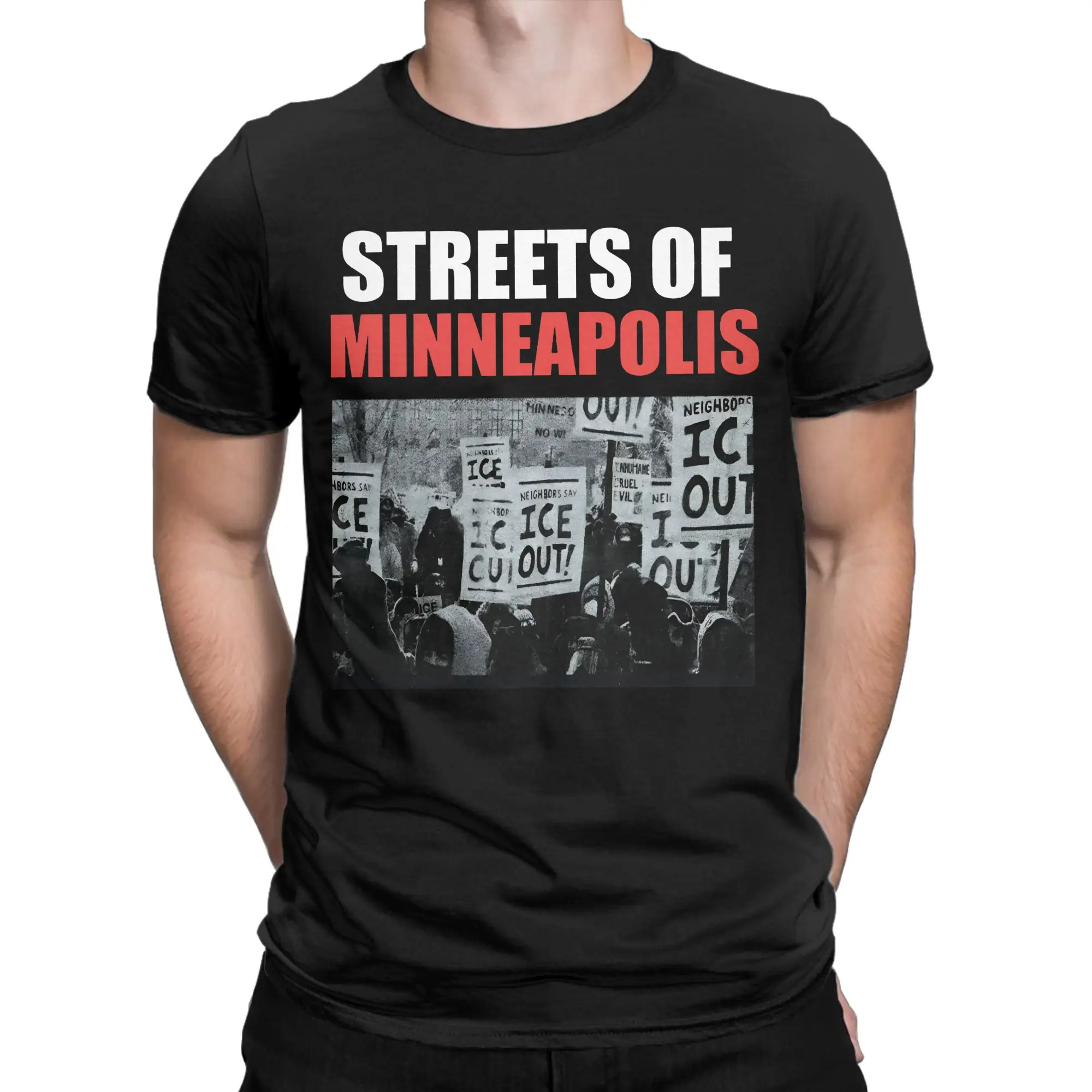 Bruce Streets Of Minneapolis Abolish Ice  Cotton T-Shirt For Men Summer Springsteen Vintage T-Shirts O-Neck Tee Shirt Clothes