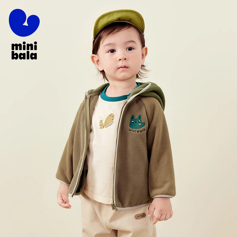 

Детская флисовая куртка Mini Bala, осень 2025 г., антистатический теплый пуловер для маленьких мальчиков и девочек