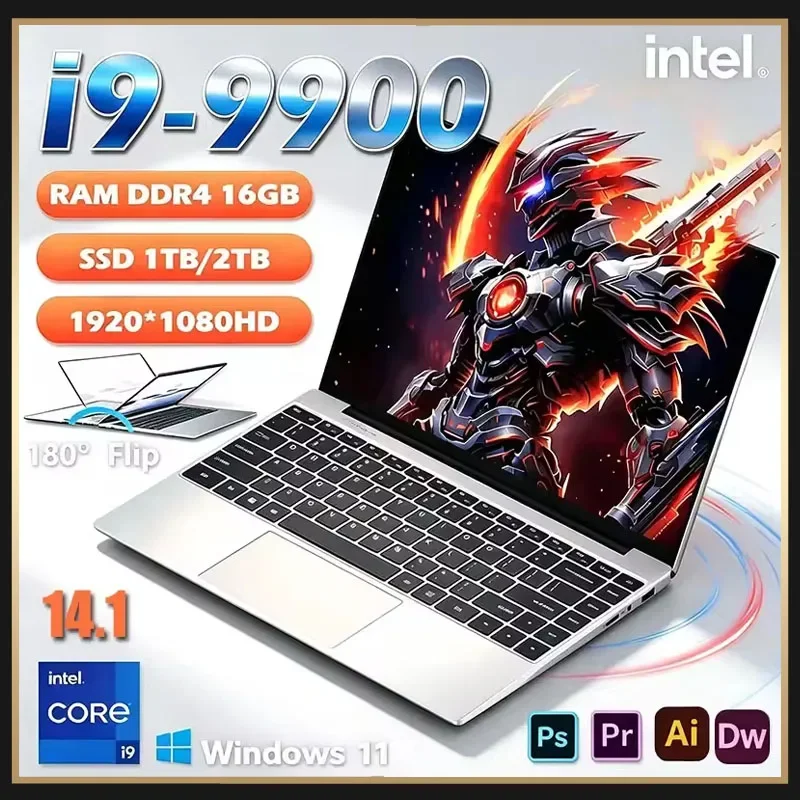 14.1' Intel Core I9-9900 Windows 11 Pro Laptop Computer 32GB RAM 512GB 1TB 2TB SSD Portable Notebook PC Office Study Laptops