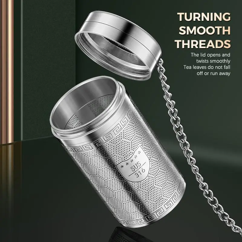 Tee-Infuser aus Edelstahl 316 mit ultrafeiner Netzverlängerungskette für das Aufgießen von losen Teeblättern zu Hause, im Büro oder auf Reisen. – Detail 4