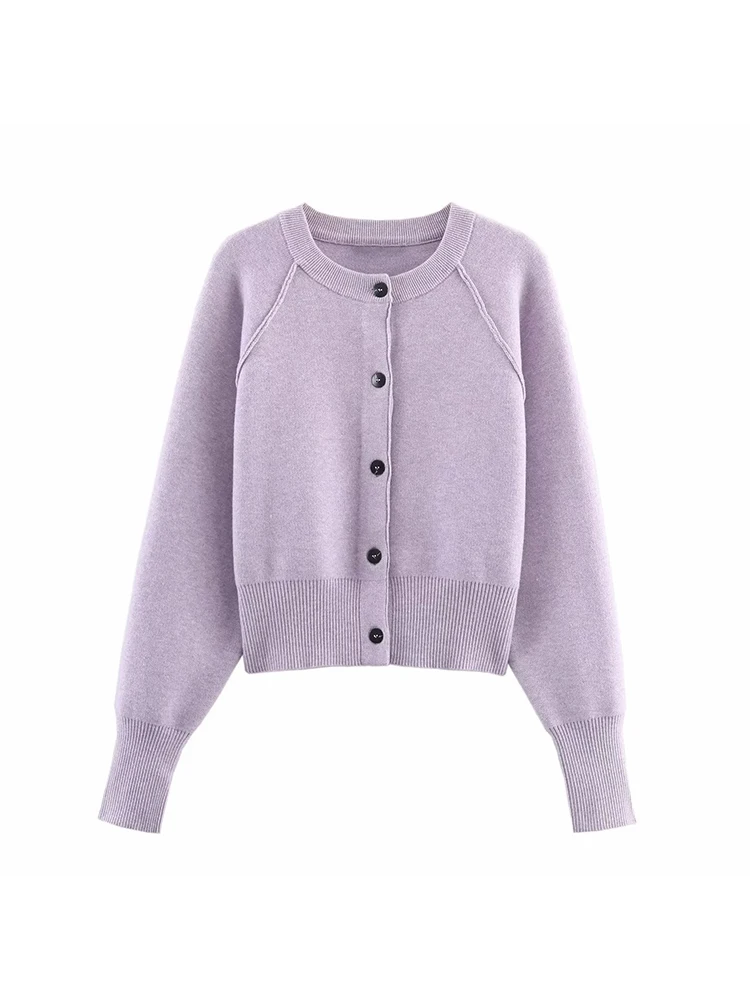 

Women New Spring and Autumn Outer Wear round Neck Simple Western Style Knit Sweater Thick Loose Idle Style Cardigan Top Women