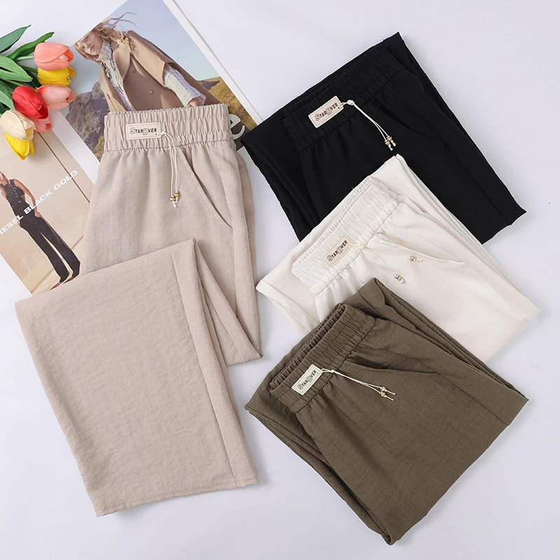 Cool 2.0 New Summer Soft Pants Ice Silk Women's High Elasticity Daily Casual Plus Size Solid Color Pants