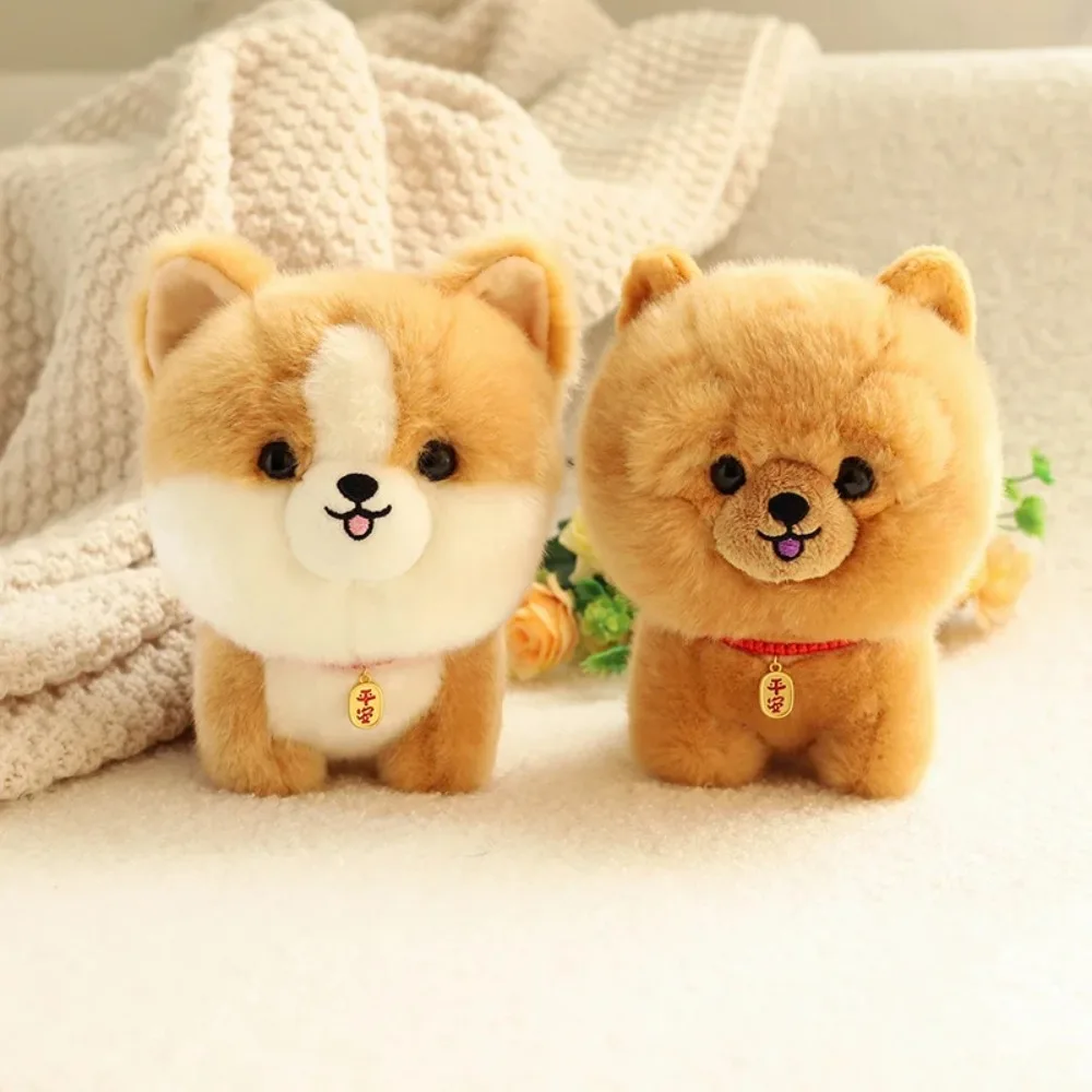 Pelúcia adorable peludo corgi cão boneca de pelúcia shiba inu fofo cão brinquedo de pelúcia dos desenhos animados animal fofo filhote de cachorro macio boneca presente da menina