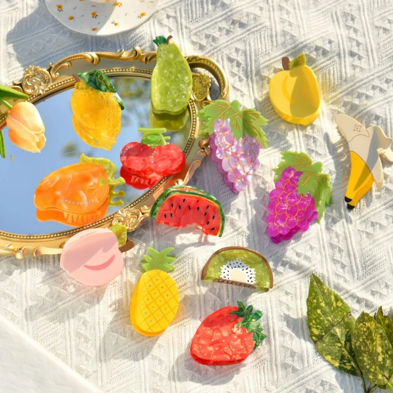 Fruit Collection Hair Claw Colorful Watermelon Banana Strawberry for Women Crab Hair Clips Summer Hairpin Hair Accessories