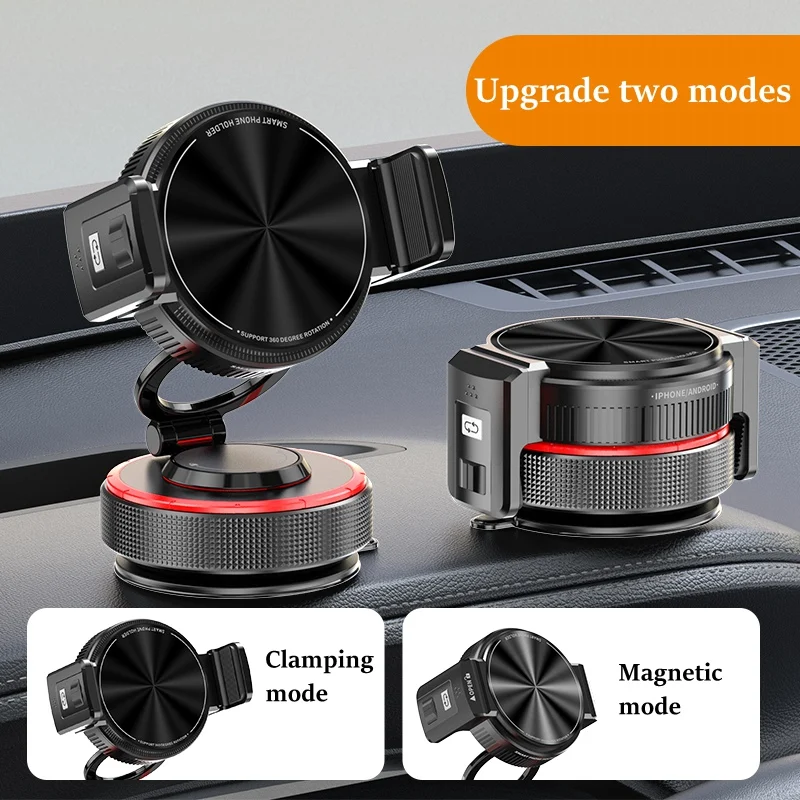 

2-in-1 Upgrade Magnetic And Clip Phone Holder,Vacuum Suction Cup Foldable Adjustable Car Phone Bracket,Universal Holder