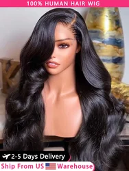 Perruque Lace Front Wig Body Wave Brésilienne Naturelle, Cheveux Humains, 4x4, 13x6, 13x4, 30 40 Pouces, pour Femme