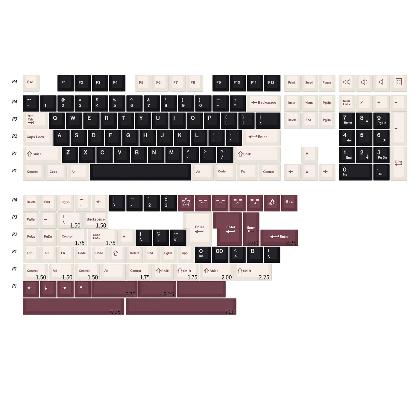 Roman PBT material keycap two-color process bald head original height full set alice 68 84 87 980