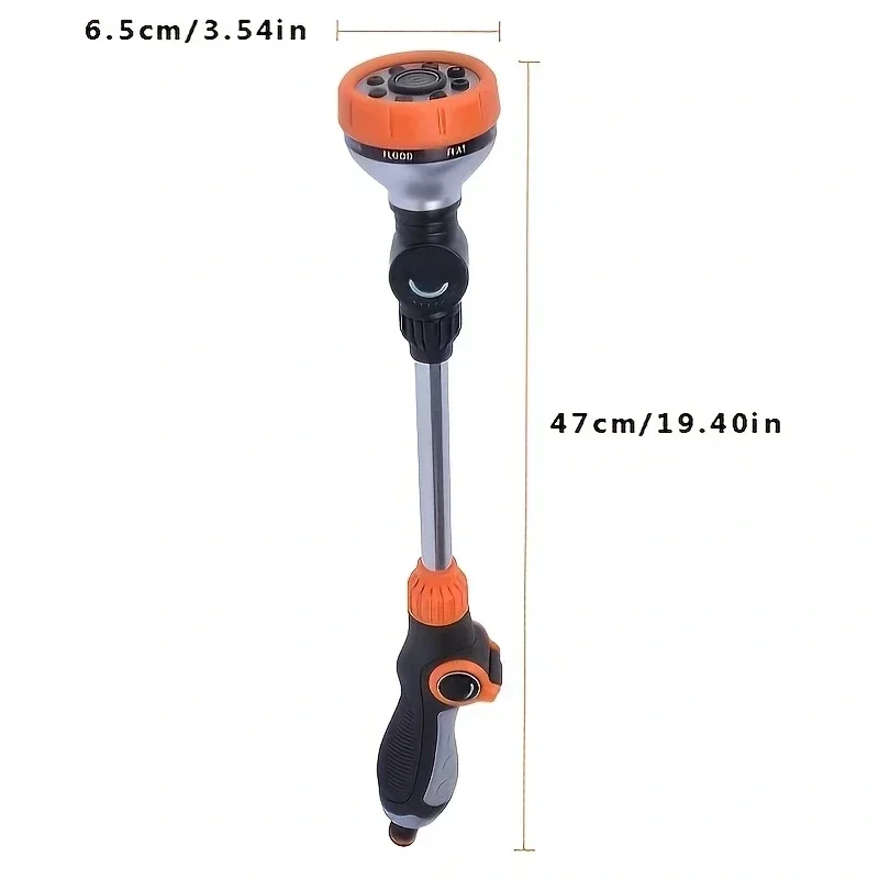 Garden Water Gun, Sprinkler, Multifunctional Thumb Valve, Manual Push Large Head Water Gun, 8-Function Car Wash Water Gun。