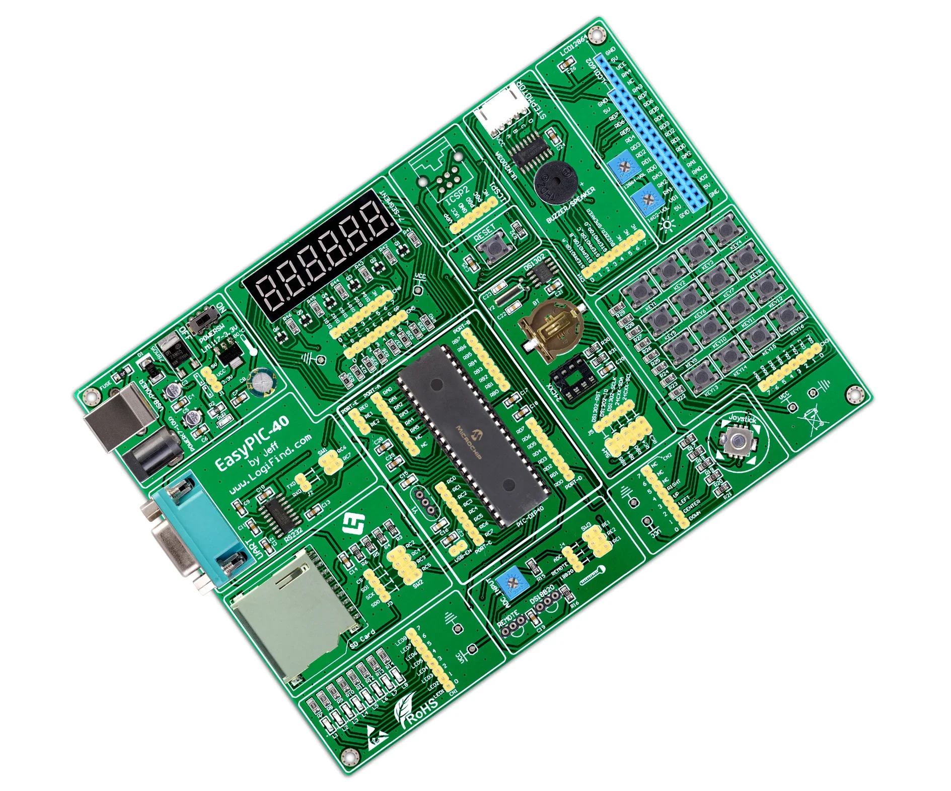 Placa de aprendizagem e desenvolvimento PIC MCU Easypic-40 com roteinas de chip PIC16F877A